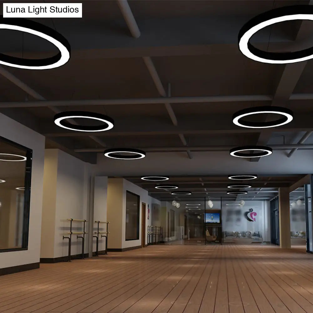 Minimalist Circle Led Pendant Light Kit - Office Hanging Lamp In Black Sizes: 16 23.5 47 /