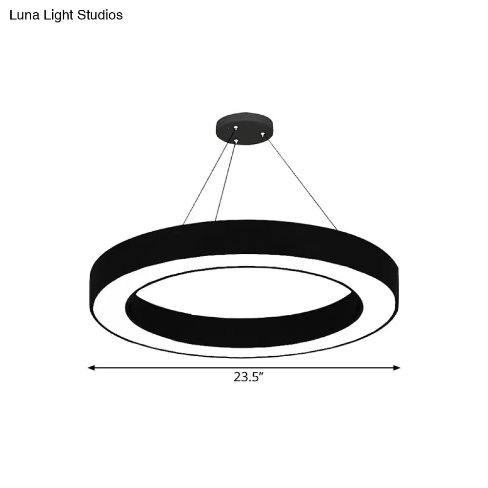 Minimalist Circle Led Pendant Light Kit - Office Hanging Lamp In Black Sizes: 16 23.5 47