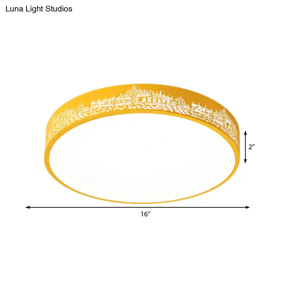 City View Macaron Loft Slim Drum Led Flush Ceiling Light: Stylish Acrylic Lamp For Nursing Room