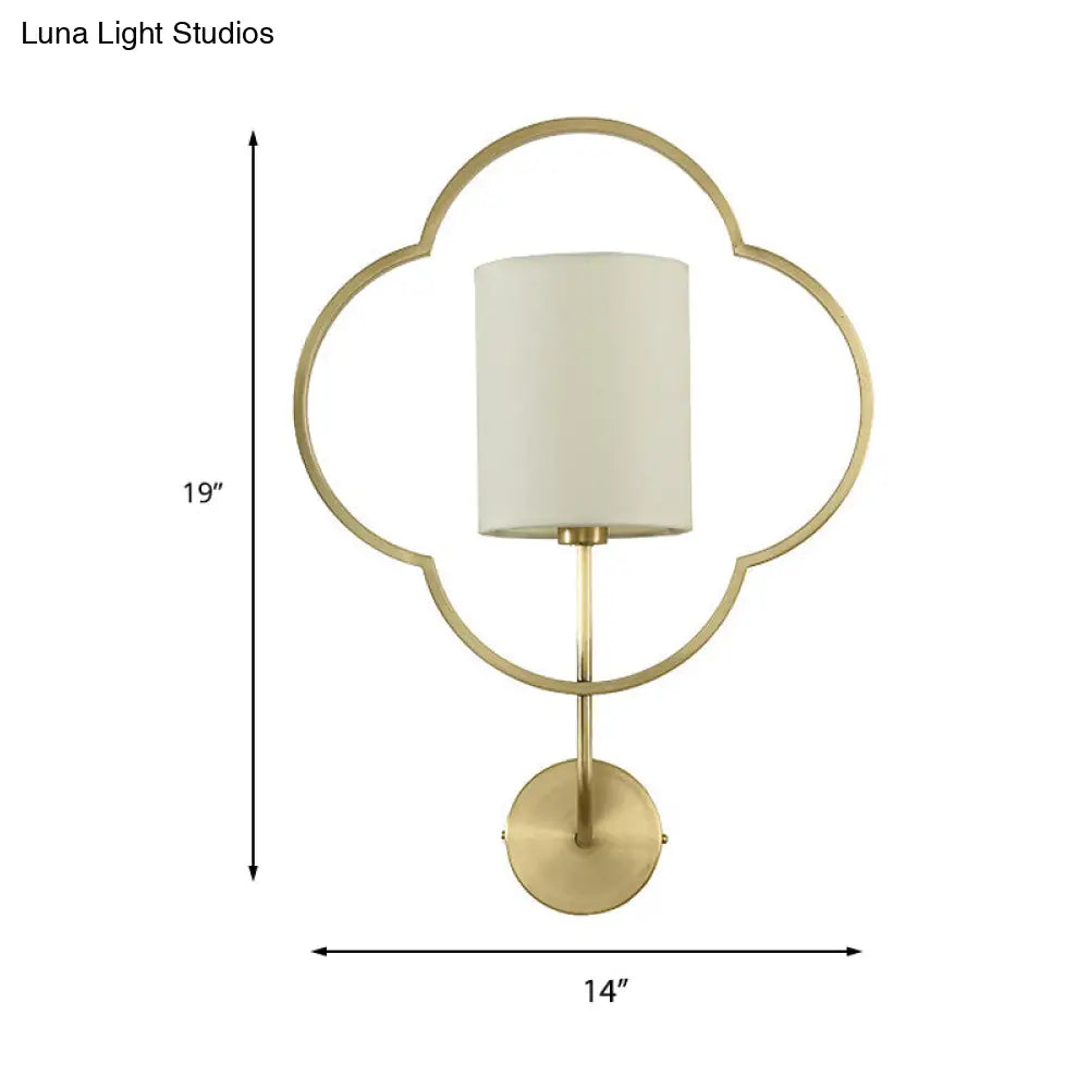 Classic Cylinder Wall Light With Metal Cage In Gold - Perfect For Bedroom