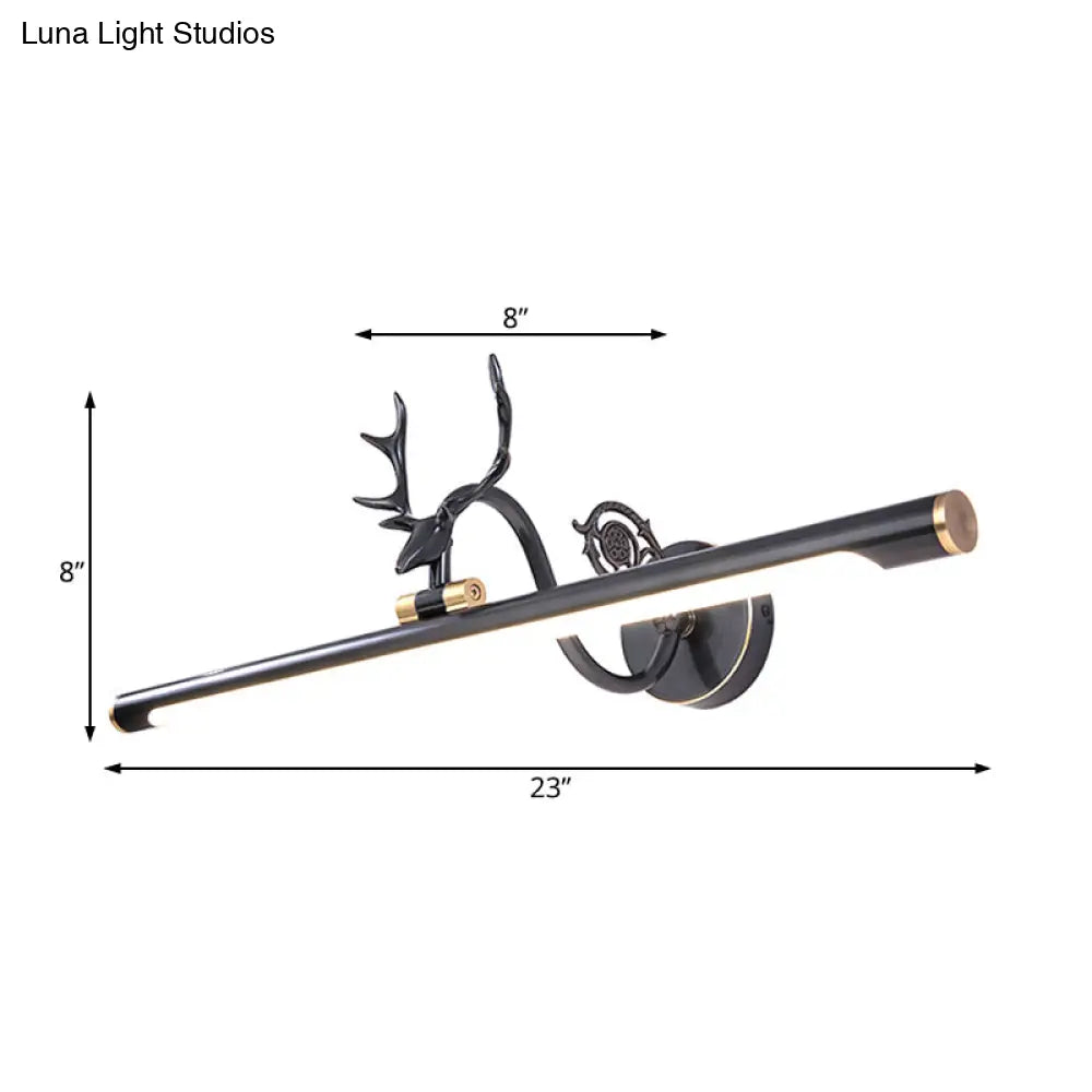 Classic Metal Vanity Light Fixture In Black/Antique Brass Finish With Led Bathroom Sconce Lamp -