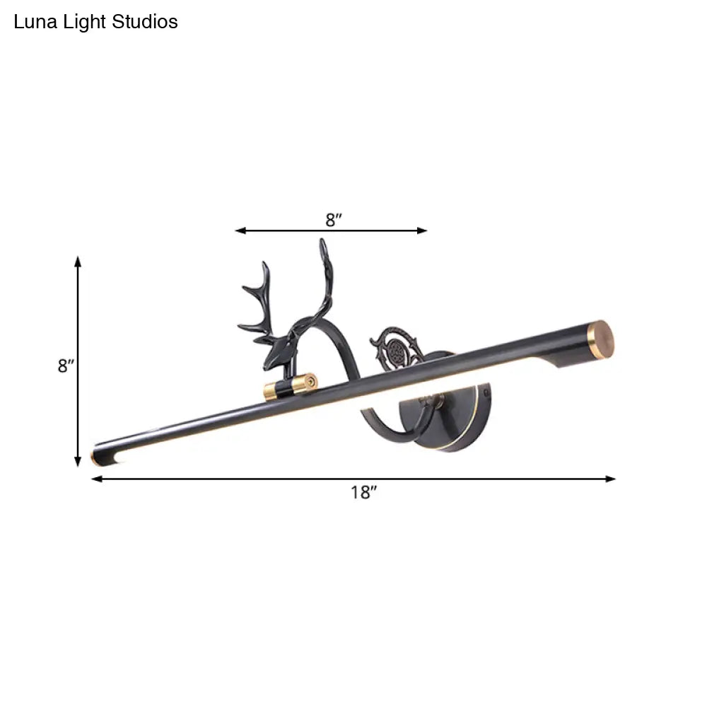 Classic Metal Vanity Light Fixture In Black/Antique Brass Finish With Led Bathroom Sconce Lamp -