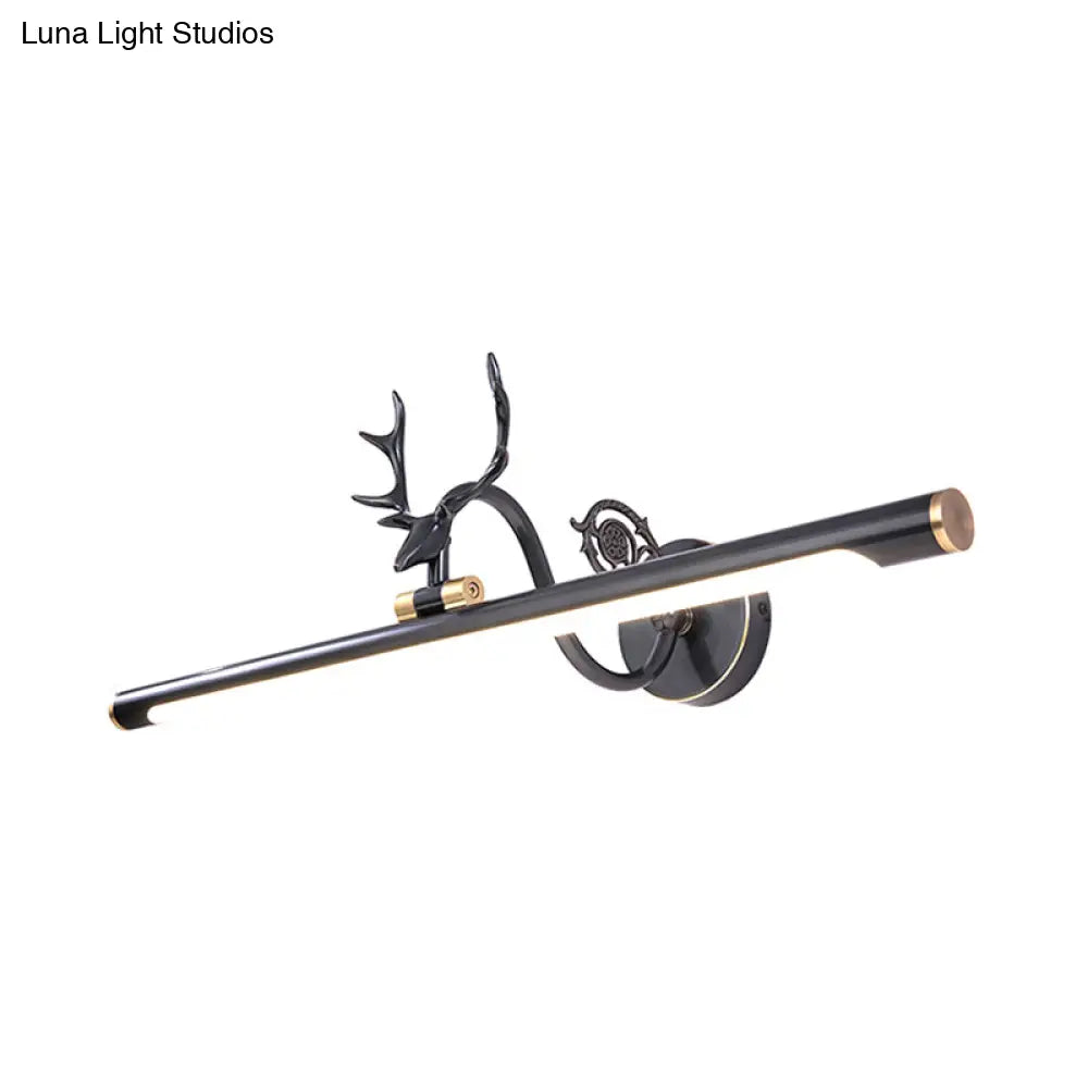 Classic Metal Vanity Light Fixture In Black/Antique Brass Finish With Led Bathroom Sconce Lamp -