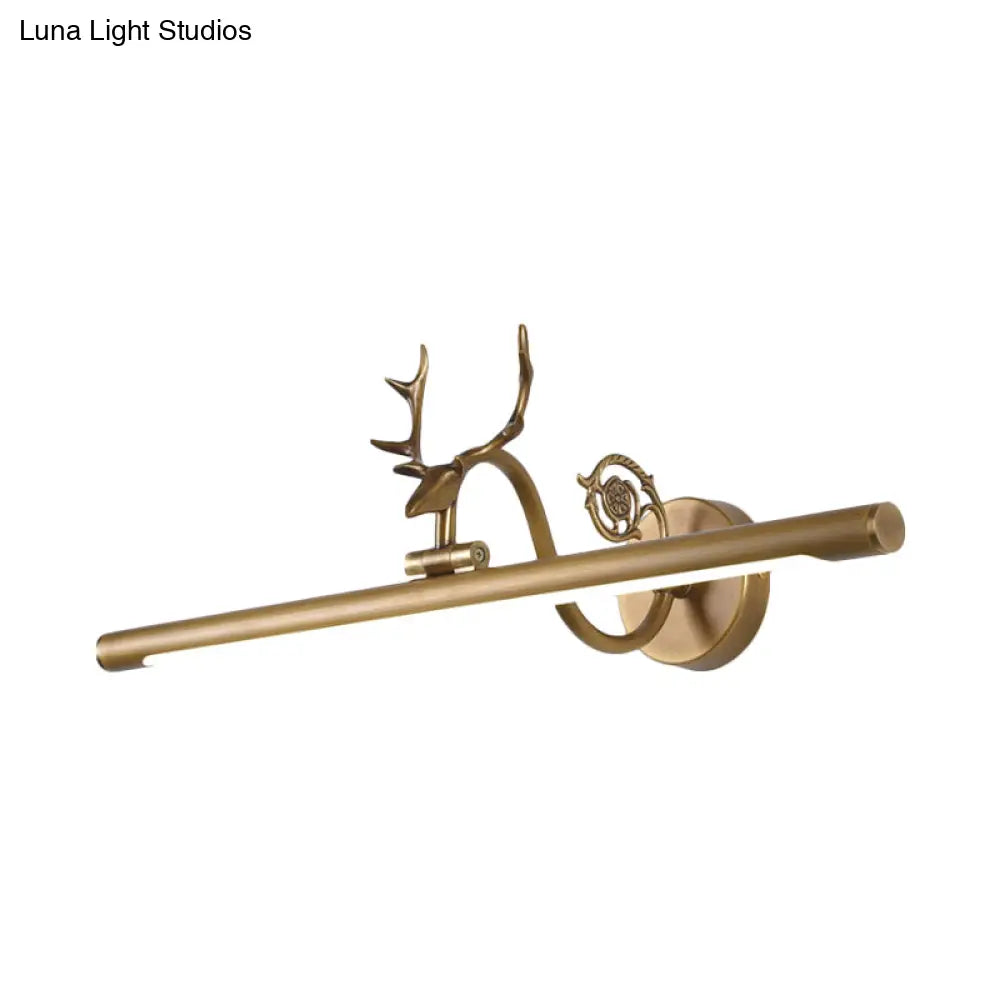 Classic Metal Vanity Light Fixture In Black/Antique Brass Finish With Led Bathroom Sconce Lamp -