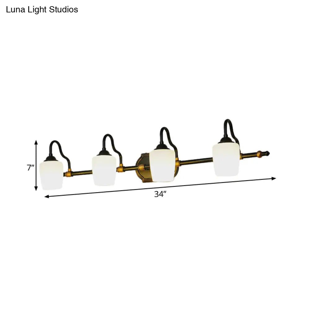 Classic White Glass Vanity Sconce - Wall Mounted Bathroom Light With Cup Shades 2/3/4 Lights