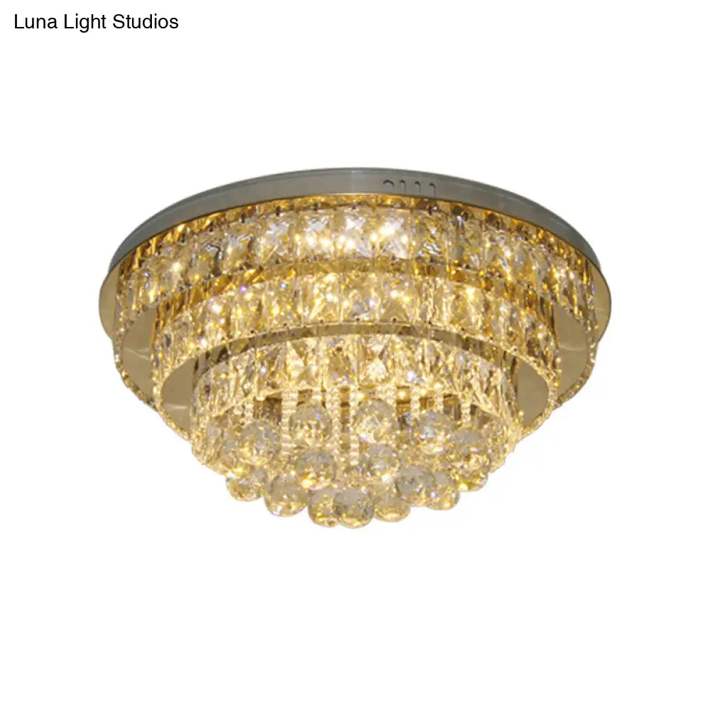 Clear Crystal Led Ceiling Light With Stainless Steel Finish