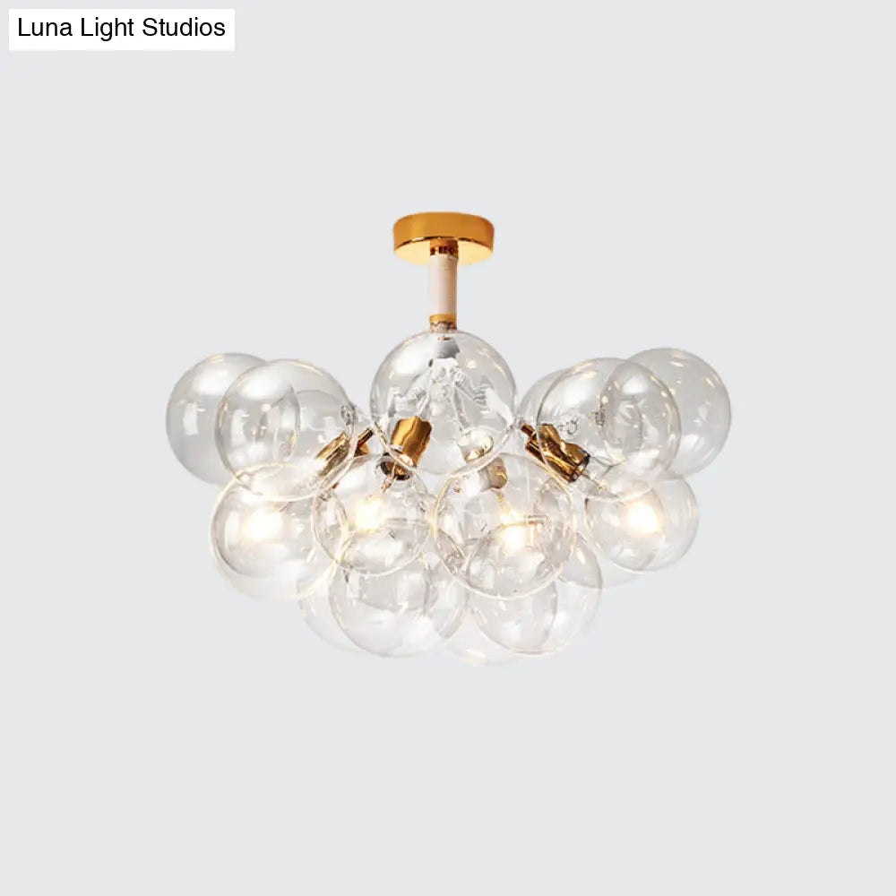 Clear Glass Bubble Ceiling Light For Child’s Bedroom Or Hallway - Simple Semi - Flush Mount Design