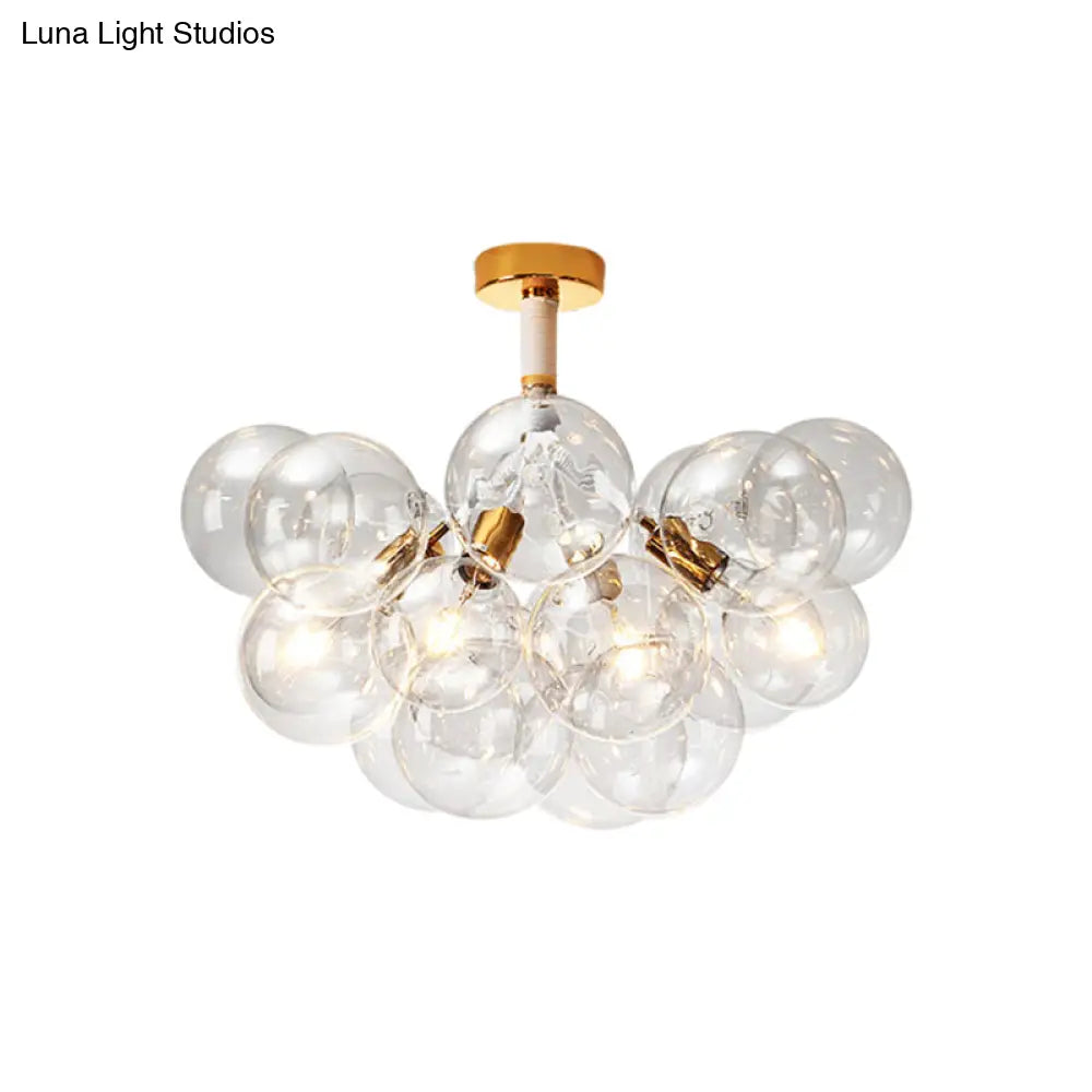 Clear Glass Bubble Ceiling Light For Child’s Bedroom Or Hallway - Simple Semi - Flush Mount Design