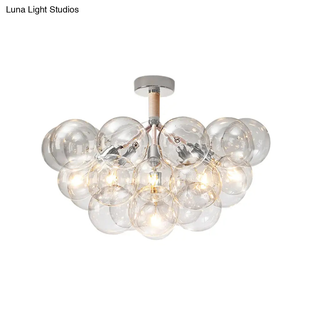 Clear Glass Bubble Ceiling Light For Child’s Bedroom Or Hallway - Simple Semi - Flush Mount Design