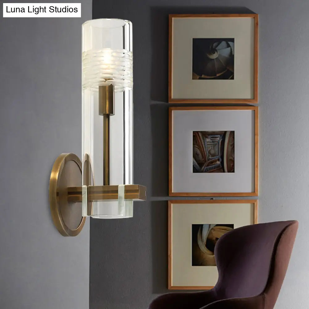 Clear Glass Wall Mounted Lamp With Gold Finish - Perfect For Living Room