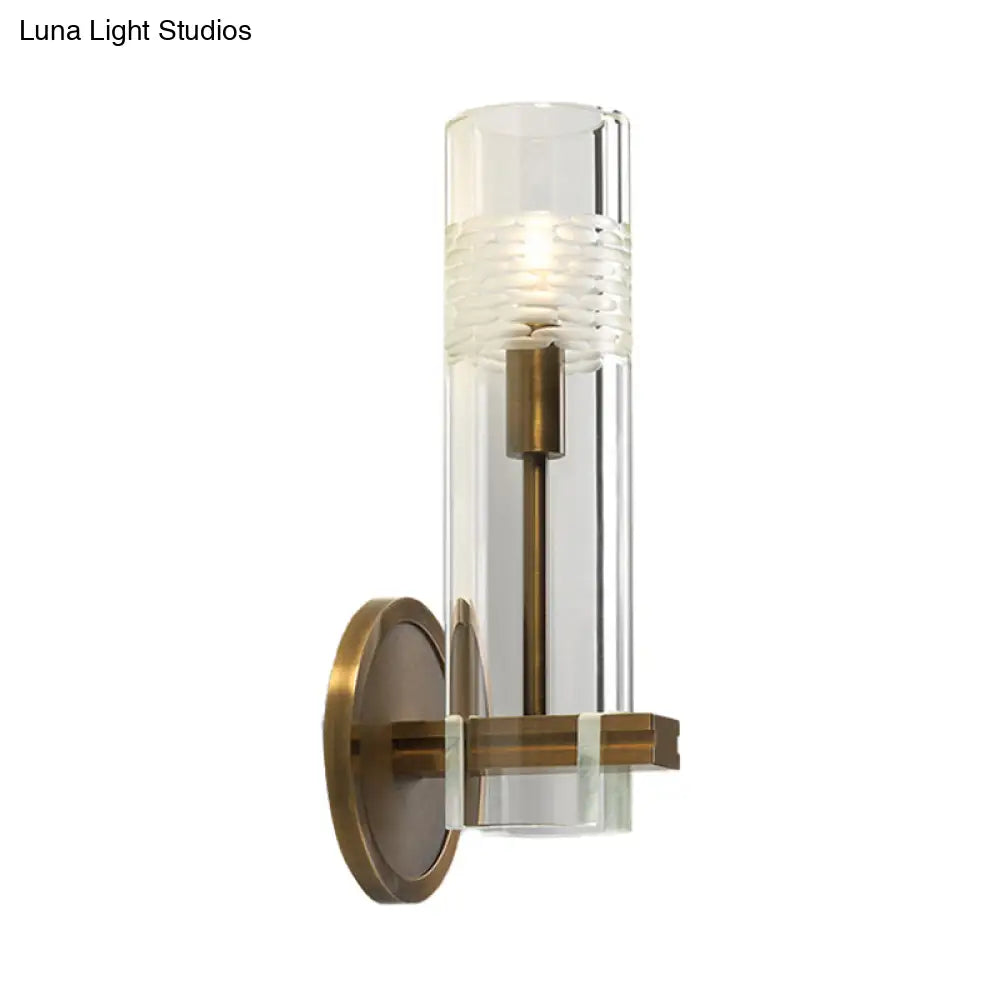 Clear Glass Wall Mounted Lamp With Gold Finish - Perfect For Living Room