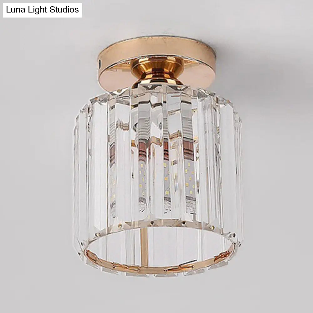 Clear Striped Glass Ceiling Light For Modern Semi-Flush Bedroom Illumination