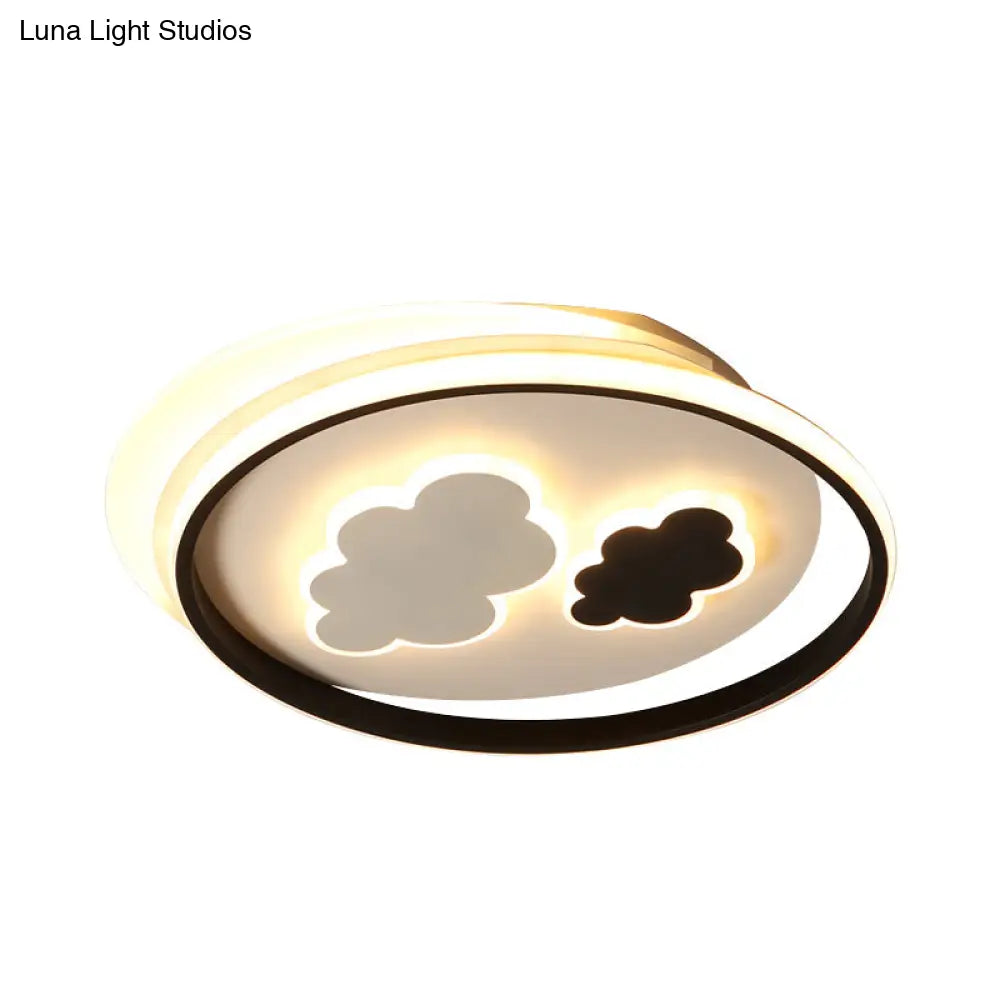 Cloud Ceiling Lamp: Black & White Cartoon Acrylic Led Light For Kindergarten