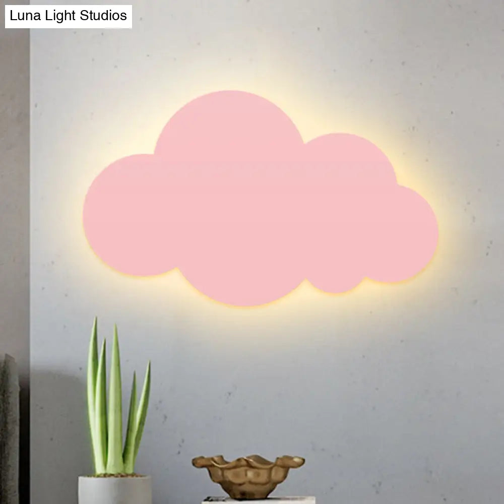 Colorful Cartoon Led Cloud Wall Sconce With Metallic Shade - Pink Yellow Blue