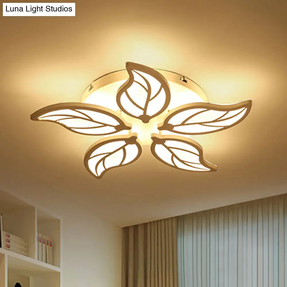 Contemporary 1/2-Tier Acrylic Flush Ceiling Lamp With Leaf Design And Warm/White Led Light