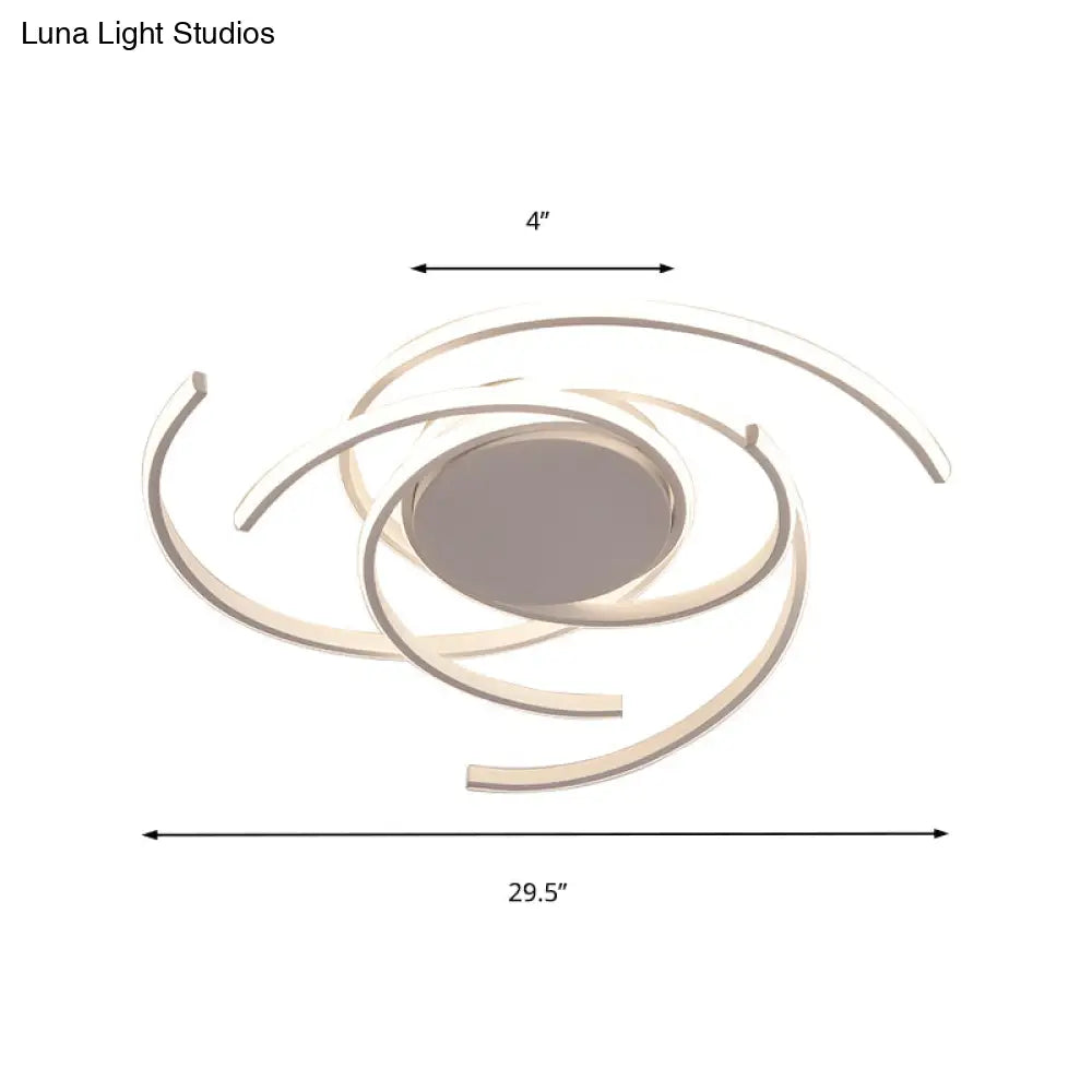 Contemporary 22’/29.5’ Wide Twisted Flush Mount Light - Led Acrylic Ceiling Lamp White/Black