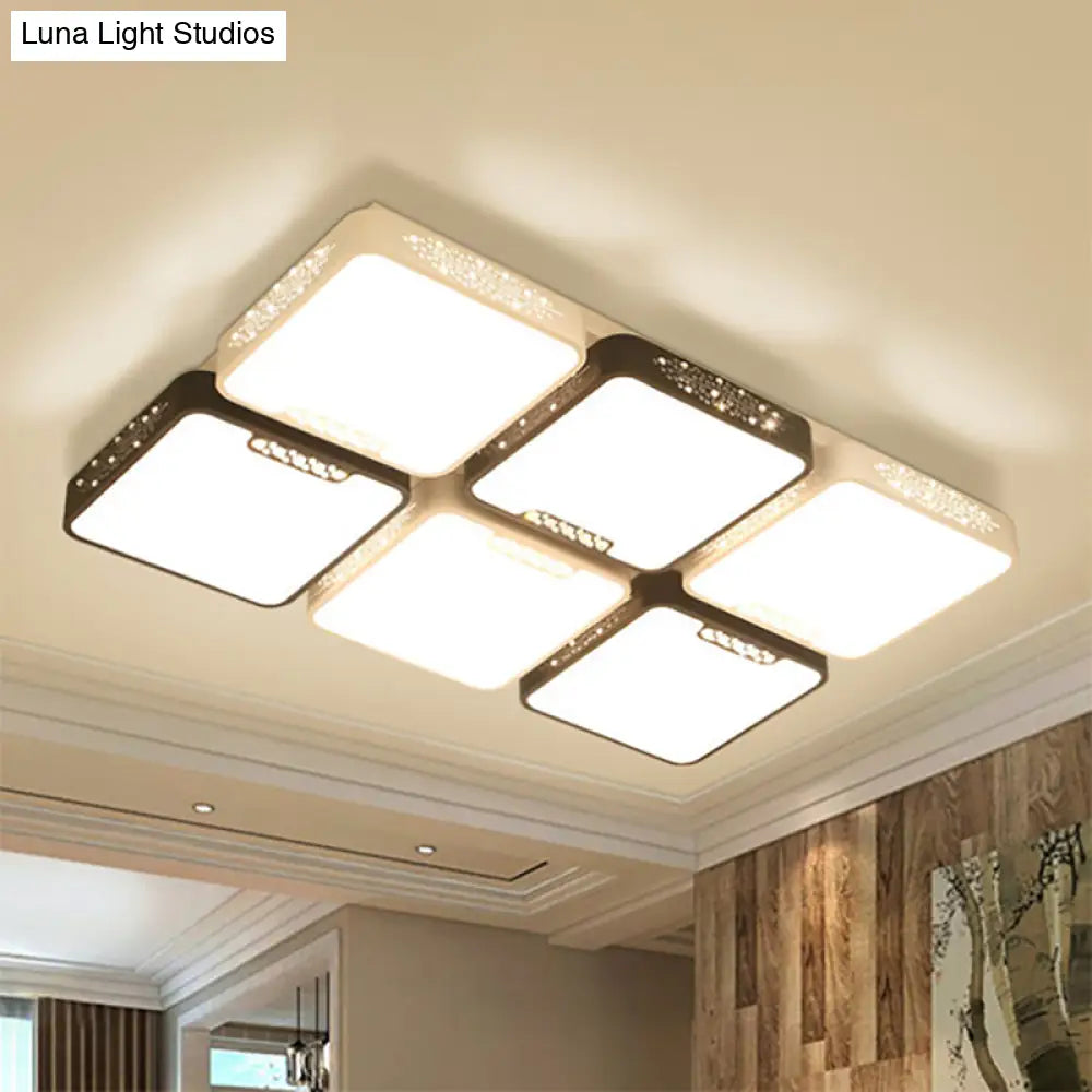 Contemporary Acrylic Flush Pendant Light - Led Black Ceiling Mount For Living Room