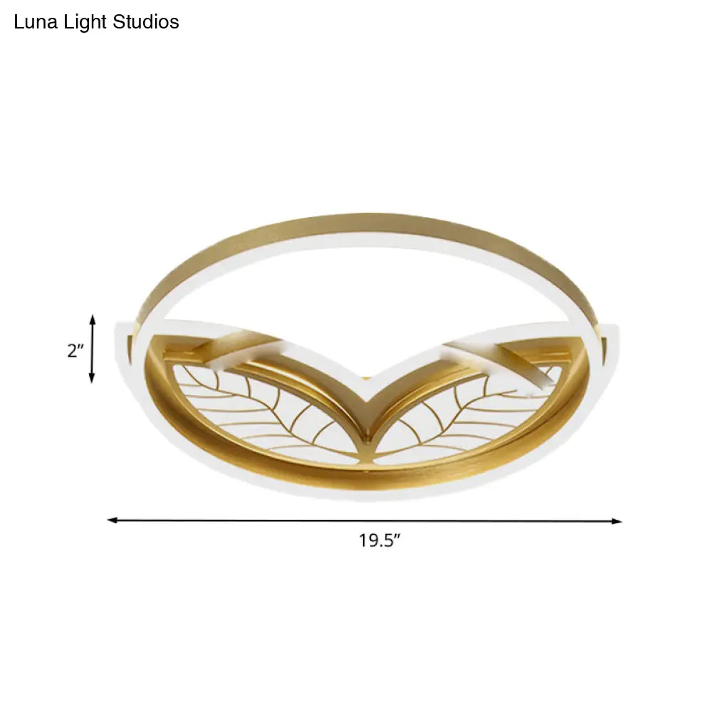 Contemporary Acrylic Halo Ring Flush Ceiling Light - Led Mount Lamp In Gold With Warm/White