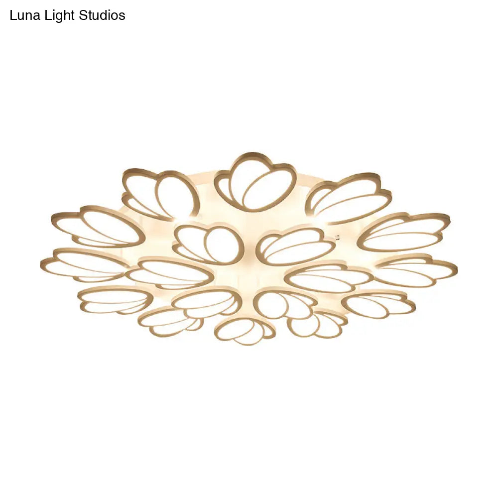 Contemporary Acrylic Leaf Flush Mount Light - Led Ceiling Fixture For Living Room 3/6/9
