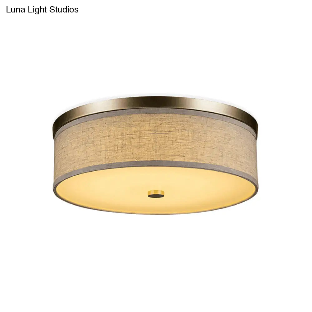 Contemporary Beige Fabric Led Flush Mount Lamp (16’/19.5’/23.5’ Dia)