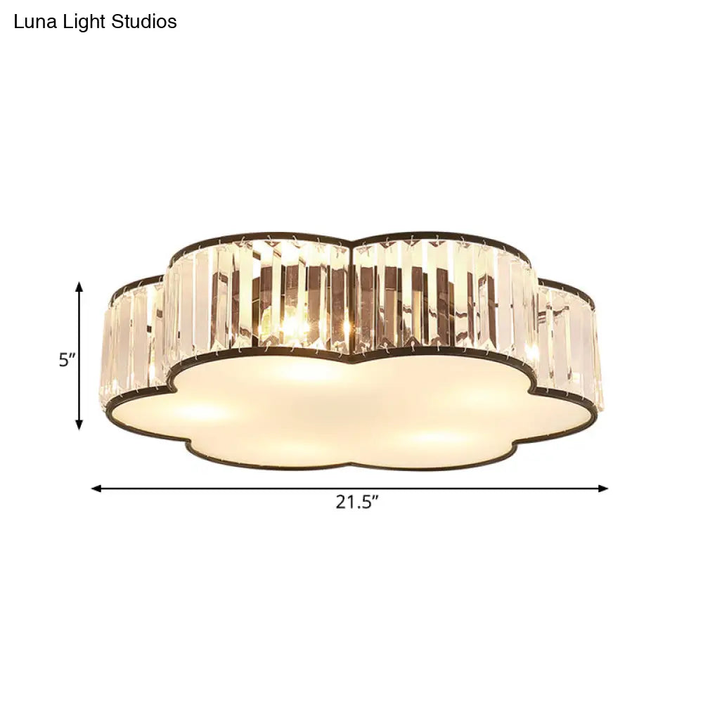 Contemporary Black Crystal Cloud Flush Lamp With 3/4/5 Lights - Bedroom Flushmount Lighting