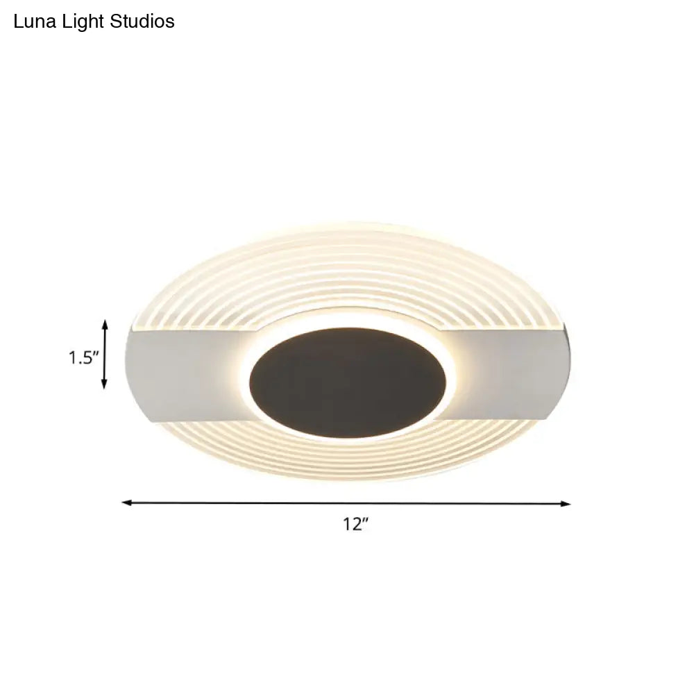 Contemporary Black Led Ceiling Flush Mount Light For Bedroom - Warm/White 9’/12’/18’ Wide