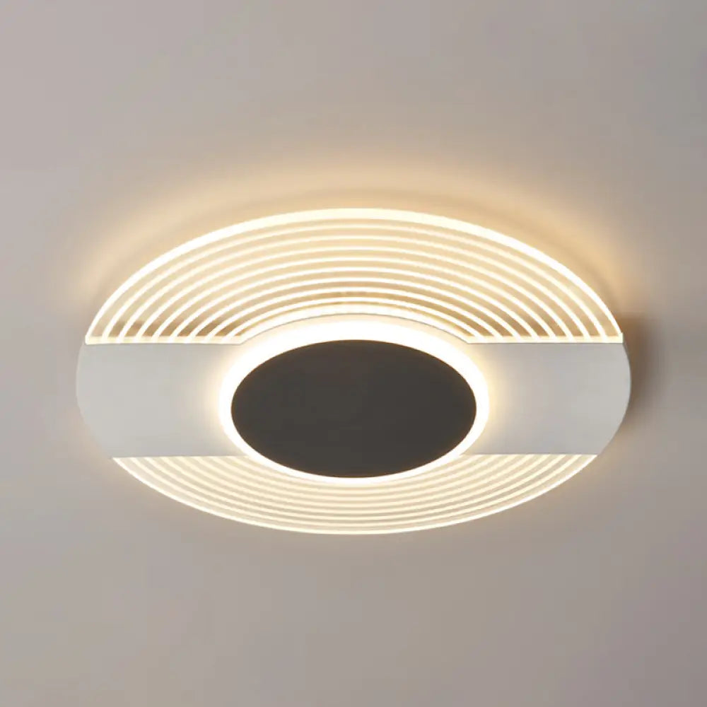 Contemporary Black Led Ceiling Flush Mount Light For Bedroom - Warm/White 9/12/18 Wide