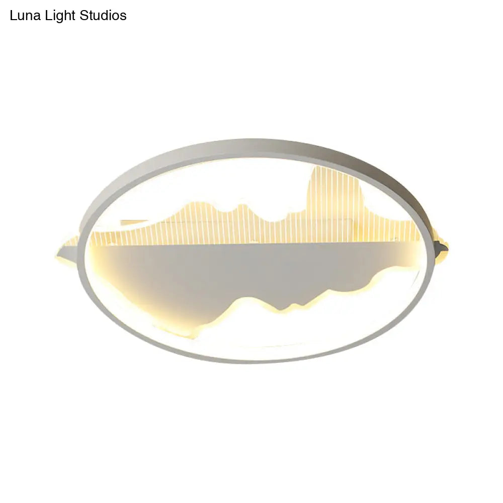Contemporary Black/White Round Flush Ceiling Led Light In Warm/White - 9.5’/16.5’/20.5’ Width