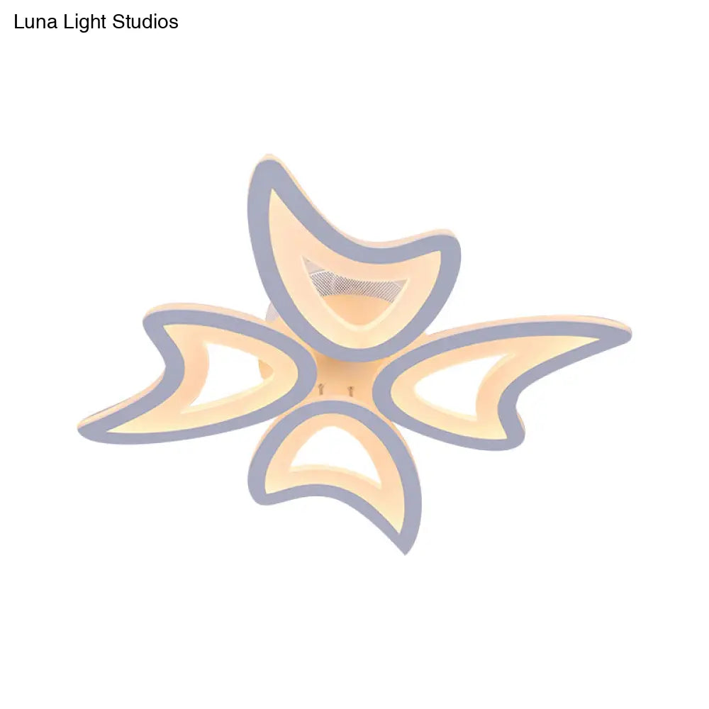 Contemporary Ceiling Lamp With Led Leaves Acrylic Shade And Multiple Light Options