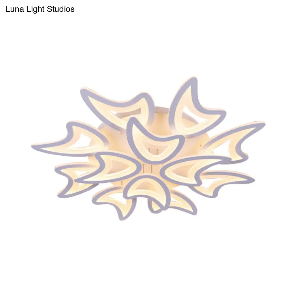 Contemporary Ceiling Lamp With Led Leaves Acrylic Shade And Multiple Light Options