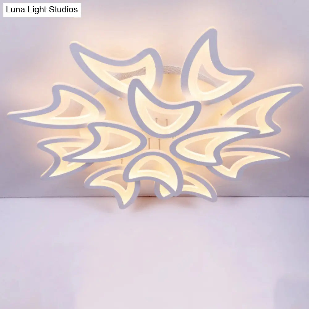 Contemporary Ceiling Lamp With Led Leaves Acrylic Shade And Multiple Light Options