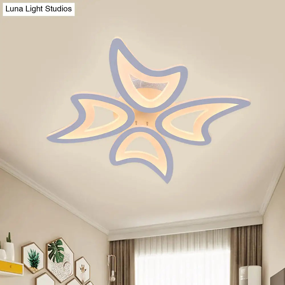 Contemporary Ceiling Lamp With Led Leaves Acrylic Shade And Multiple Light Options
