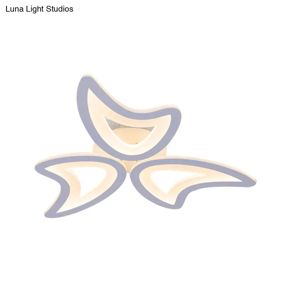 Contemporary Ceiling Lamp With Led Leaves Acrylic Shade And Multiple Light Options