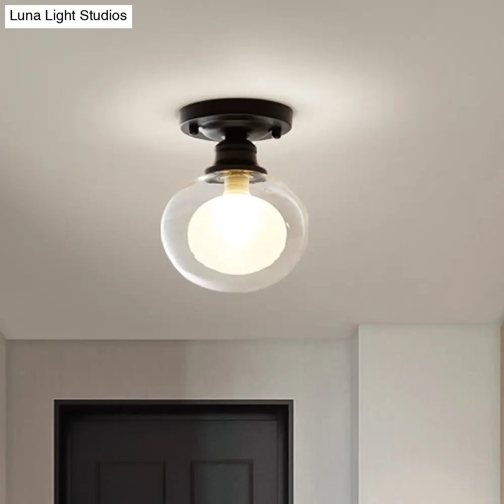 Contemporary Clear Glass Flush Mount Ceiling Light For Bedroom