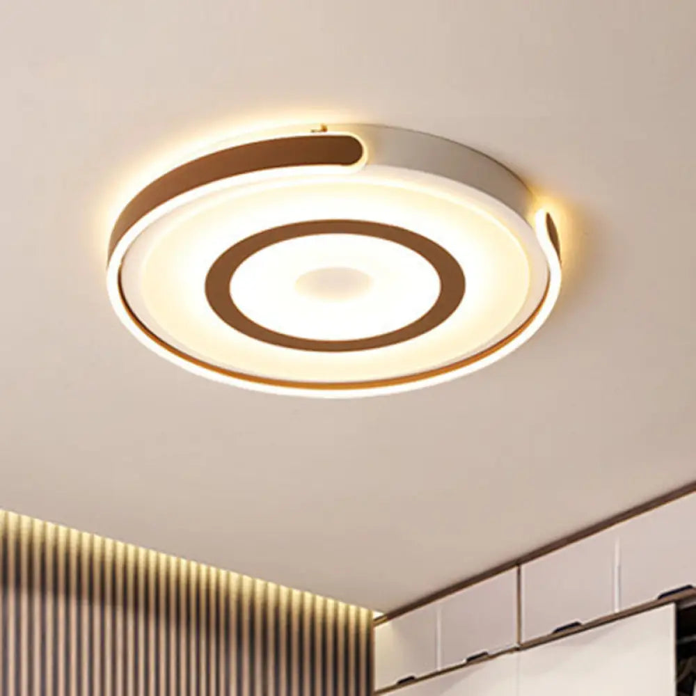 Contemporary Coffee Led Flush Mount Ceiling Light With Metal Halo Ring