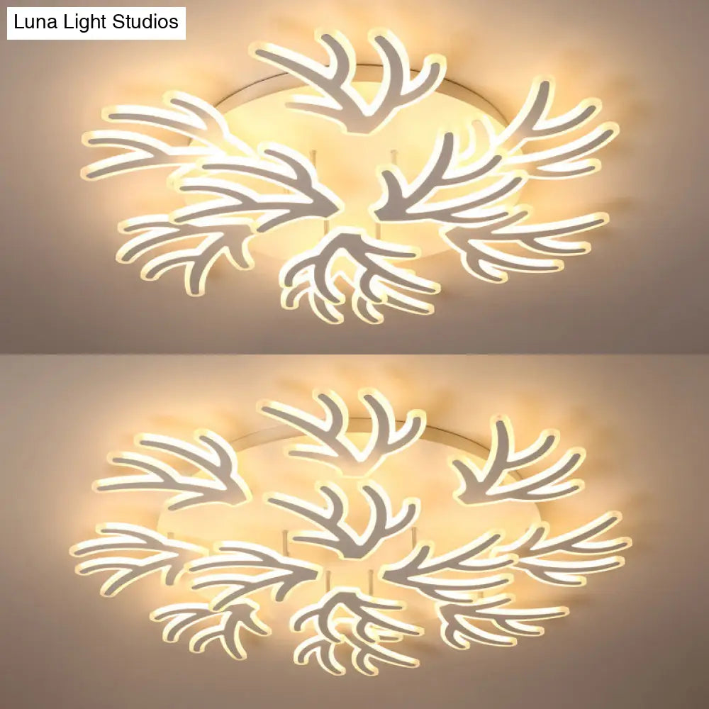 Contemporary Coral Flush Ceiling Light: Acrylic Flushmount With Led Lights In Warm/White/Natural