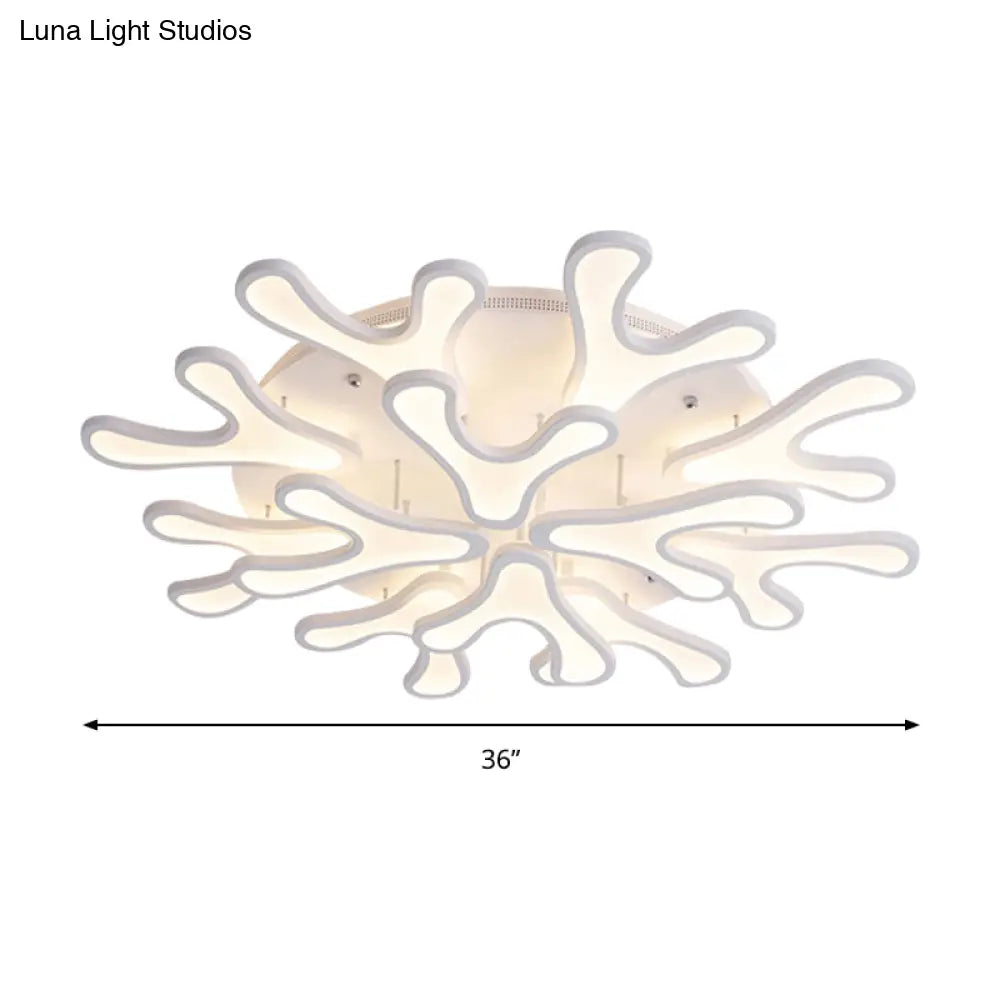Contemporary Coral Led Flush Mount Ceiling Light - Acrylic 4/6/12 - Light Bedroom Lighting Fixture