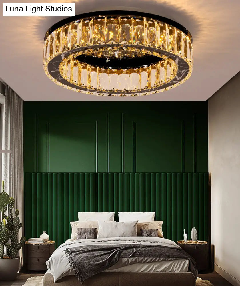 Contemporary Crystal Round Flush Mount Ceiling Light