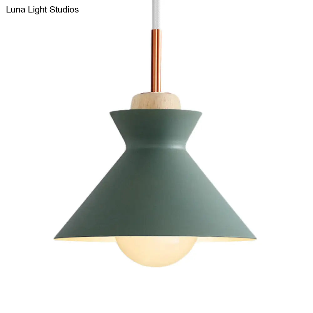 Contemporary Dome/Cone Metal Pendant Light - Grey/Yellow/Green