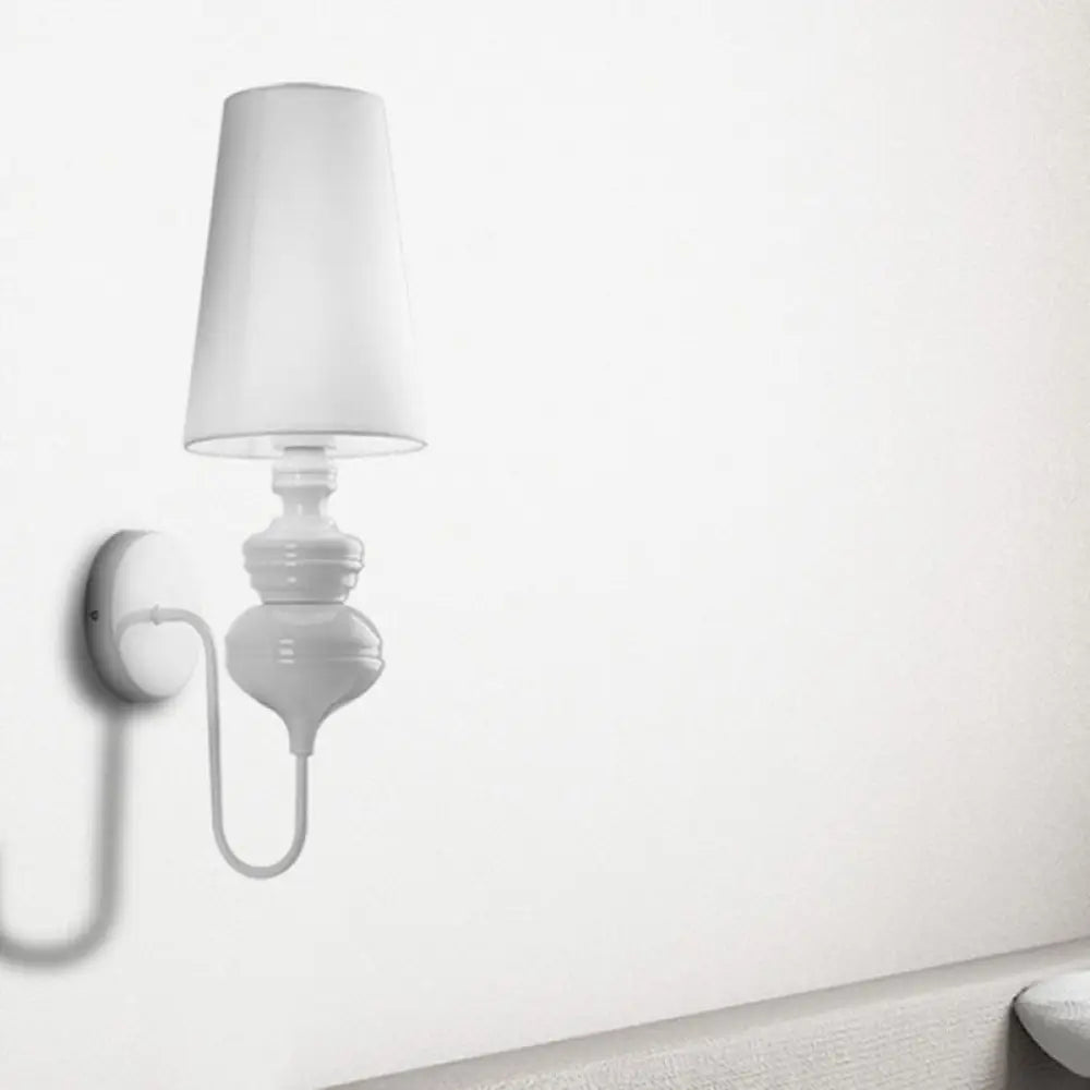 Contemporary Fabric Barrel Wall Mount Light - Bedroom Sconce (Black/Silver/White) White