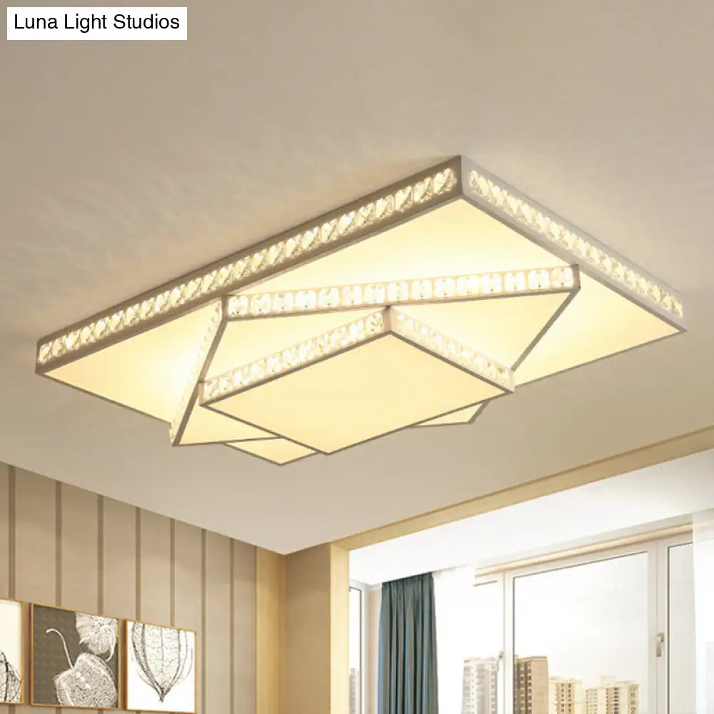 Contemporary Geometric Crystal Ceiling Light With Remote Control Dimming - Led Flush Mount Multiple