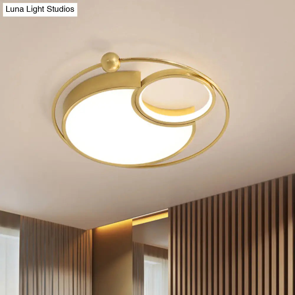 Contemporary Gold Led Flush Mount Light For Bedroom