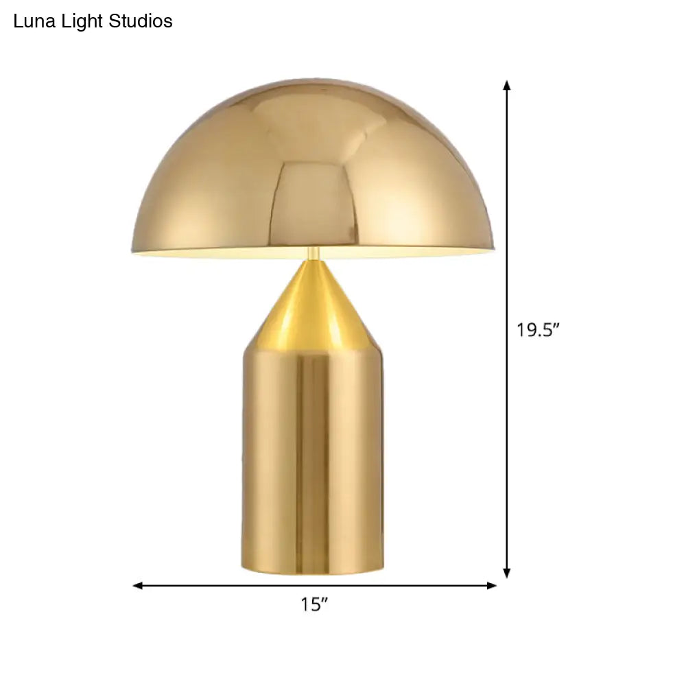 Contemporary Gold Metal Hemisphere Nightstand Lamp - 10/15 Wide 3 Adjustable Reading Light Heads