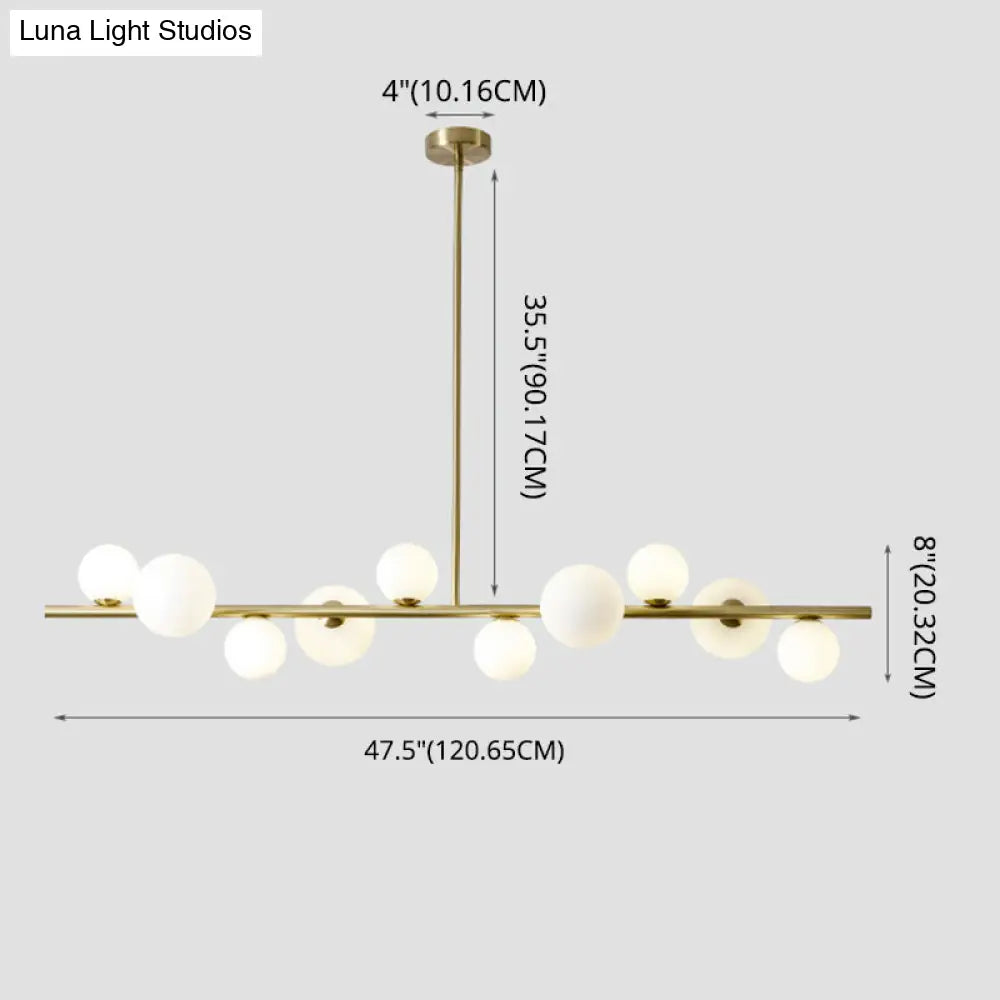 Contemporary Gold Metal Island Pendant Light With Glass Sphere For Dining Table