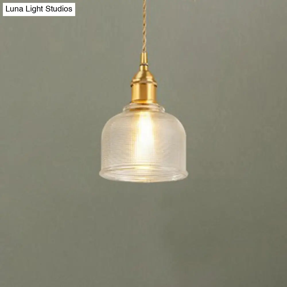 Contemporary Gold Suspension Pendant With Glass Dome For Bedroom Ceiling Lighting