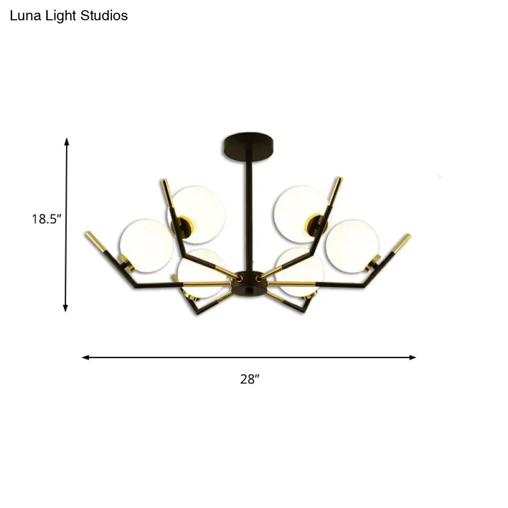 Contemporary Iron Claw Chandelier With White Glass Shade - 6/8/10 Lights Pendant