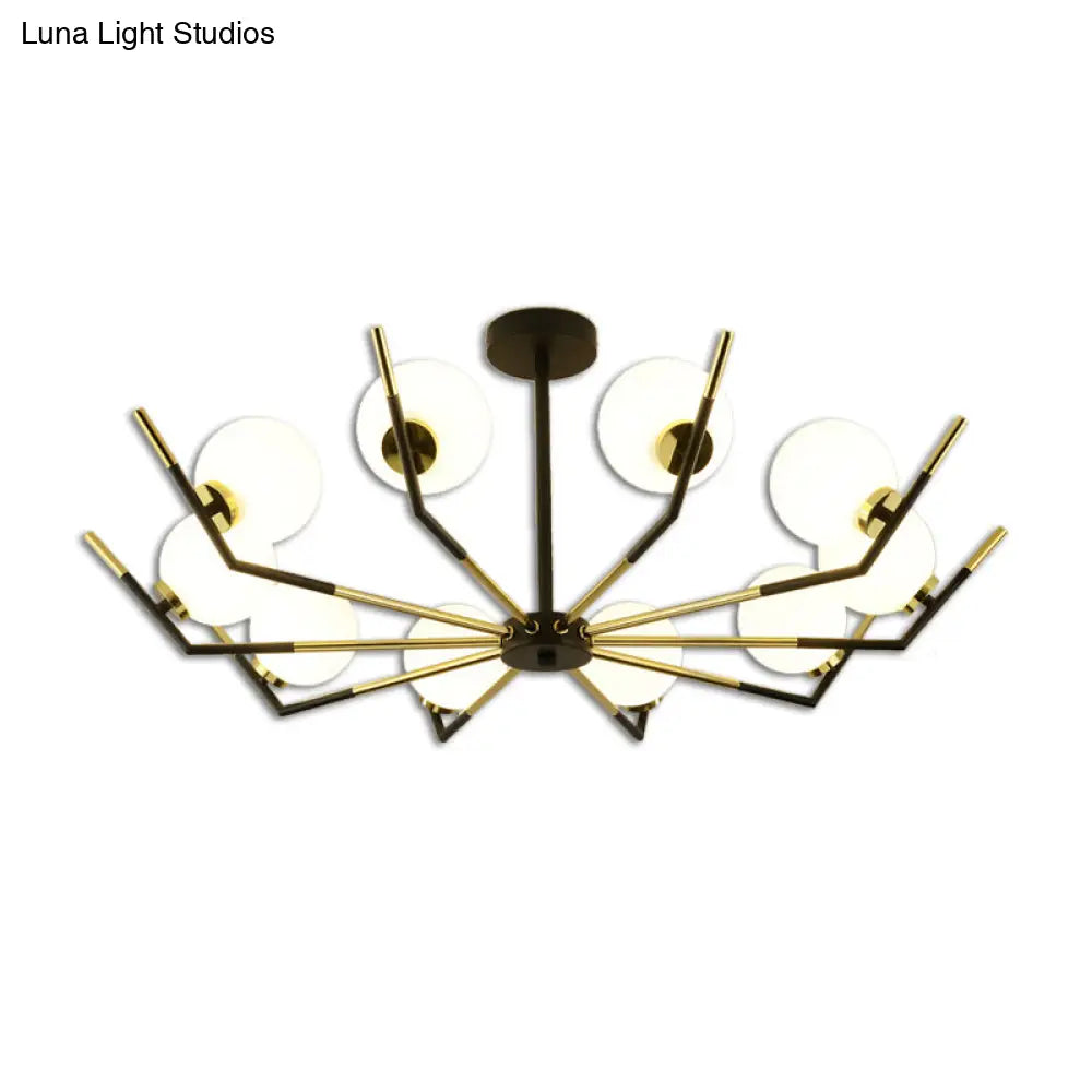 Contemporary Iron Claw Chandelier With White Glass Shade - 6/8/10 Lights Pendant