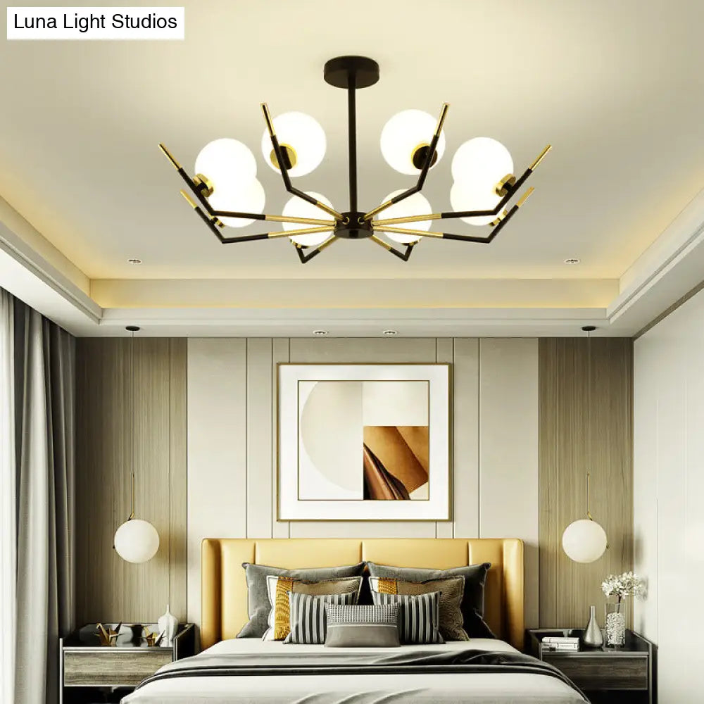 Contemporary Iron Claw Chandelier With White Glass Shade - 6/8/10 Lights Pendant