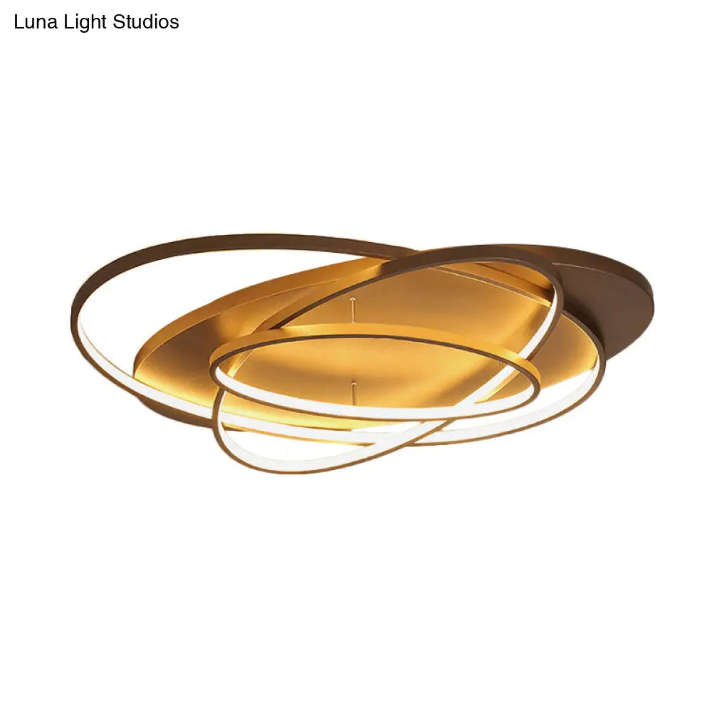 Contemporary Led Acrylic Flush Mount Ceiling Lamp - 21’/29.5’/34’ Wide Black/Brown Warm/White Light