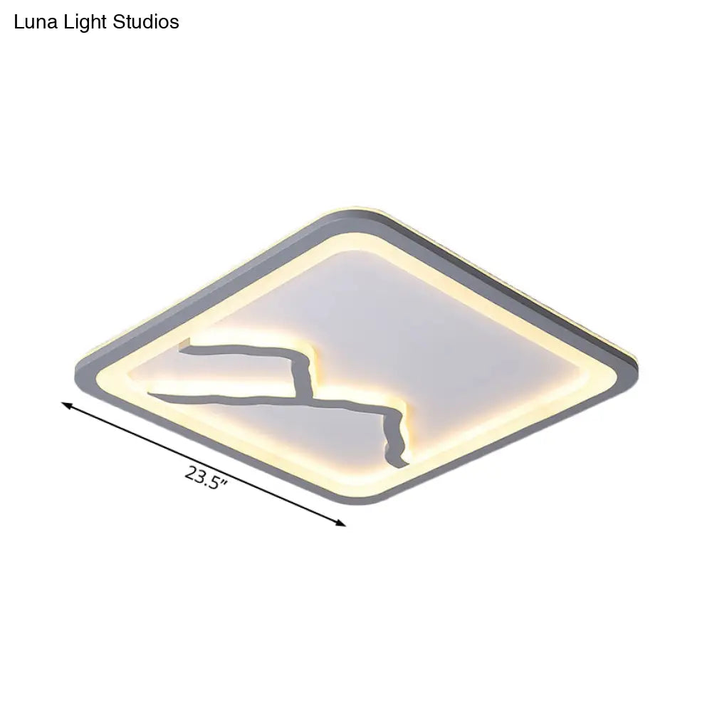 Contemporary Led Acrylic Flush Mount Light In White/Warm - Square/Rectangle 19.5’/23.5’/35.5’ Wide